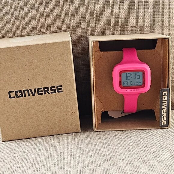 Converse Ladies Digital Wristwatch Pink Sport Rubber Strap Wrist Watch W Box NWT main image 4
